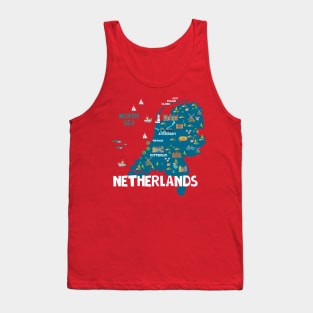 Netherlands Illustrated Map Tank Top